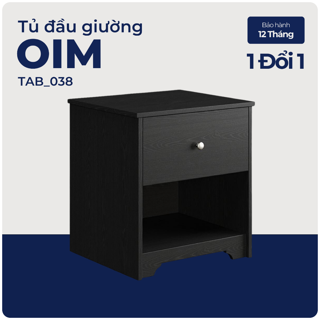 OIM, Tủ đầu giường tân cổ điển 1 ngăn kéo, TAB_038, 54x48x59cm, Nội thất Nhà trên cao