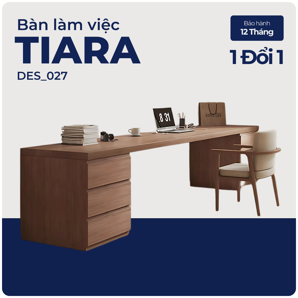 TIARA, Bàn làm việc 6 hộc kéo tiện nghi, DES_027, Chiều dài x 60 x 75 cm, Nội thất Nhà Trên Cao