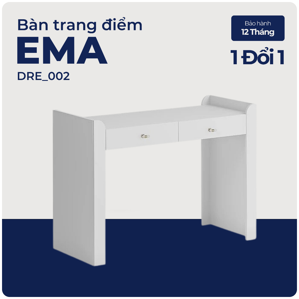 EMA, Bàn trang điểm, bàn làm việc, bàn học 2 ngăn kéo DRE_002, 120x50x86cm, Nội thất Nhà trên cao