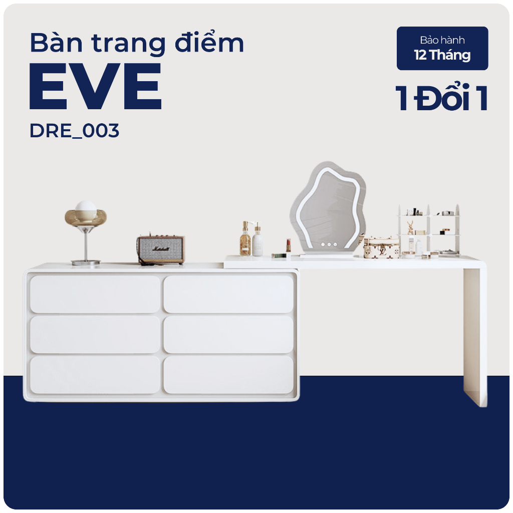 EVE, Bàn làm việc kết hợp bàn trang điểm 6 hộc, DRE_003, 120x40x75, Nội thất Nhà Trên Cao