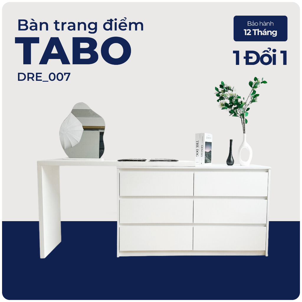 TABO, Bàn trang điểm thông minh kèm tủ lưu trữ, DRE_007, 60x40x71cm, Nội thất Nhà trên cao