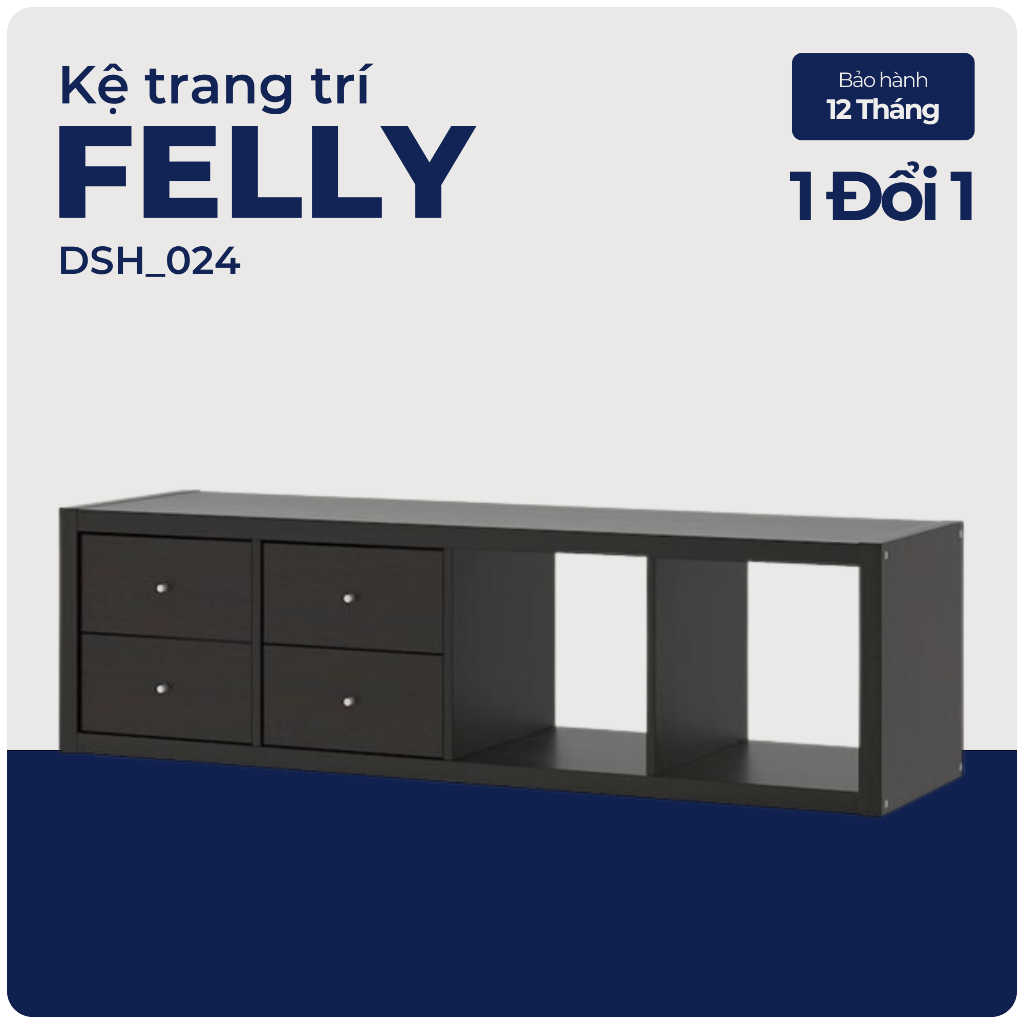 FELLY, kệ để đồ vật dụng 4 ngăn đa năng treo tường, DSH_024, 144x38x40cm, Nội thất Nhà trên cao