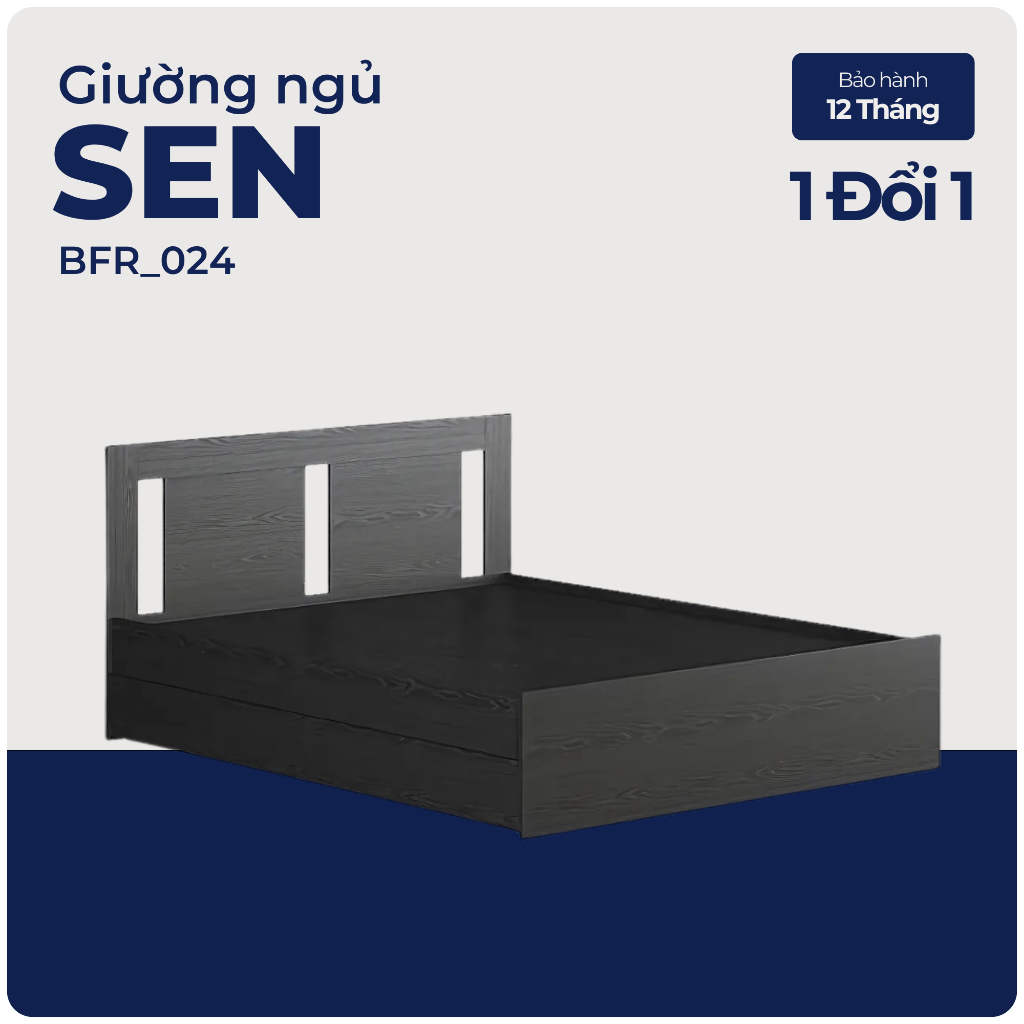 SEN, Giường ngủ 2 hộc kéo 3 ngăn, BFR_024, 203x93cm, Nội thất Nhà trên cao