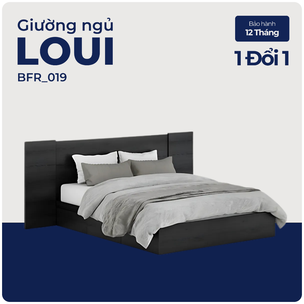 LOUI, Giường ngủ 3 hộc tủ kéo, BFR_019, 200x30cm, Nội thất Nhà trên cao