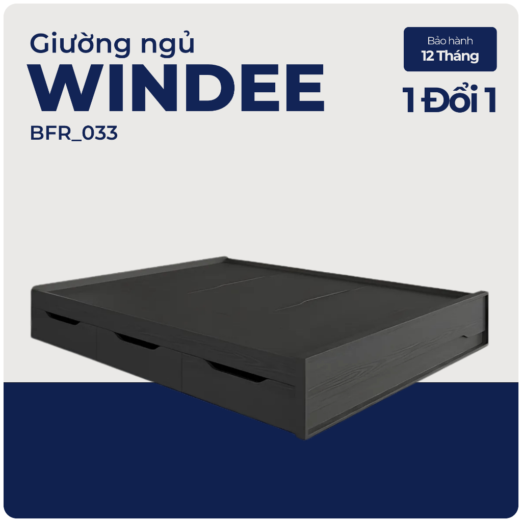 WINDEE, Giuờng ngủ phong cách hiện đại, BFR_033, 207x31cm, Nội thất Nhà trên cao