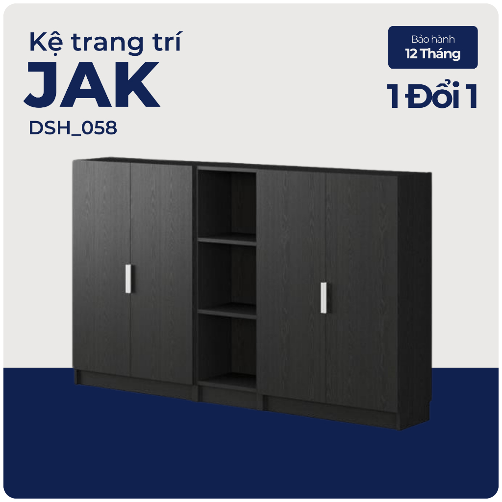 JAK, COMBO Kệ sách 3 tầng có cửa, DSH_058, 200x30x106cm, Nội thất Nhà trên cao