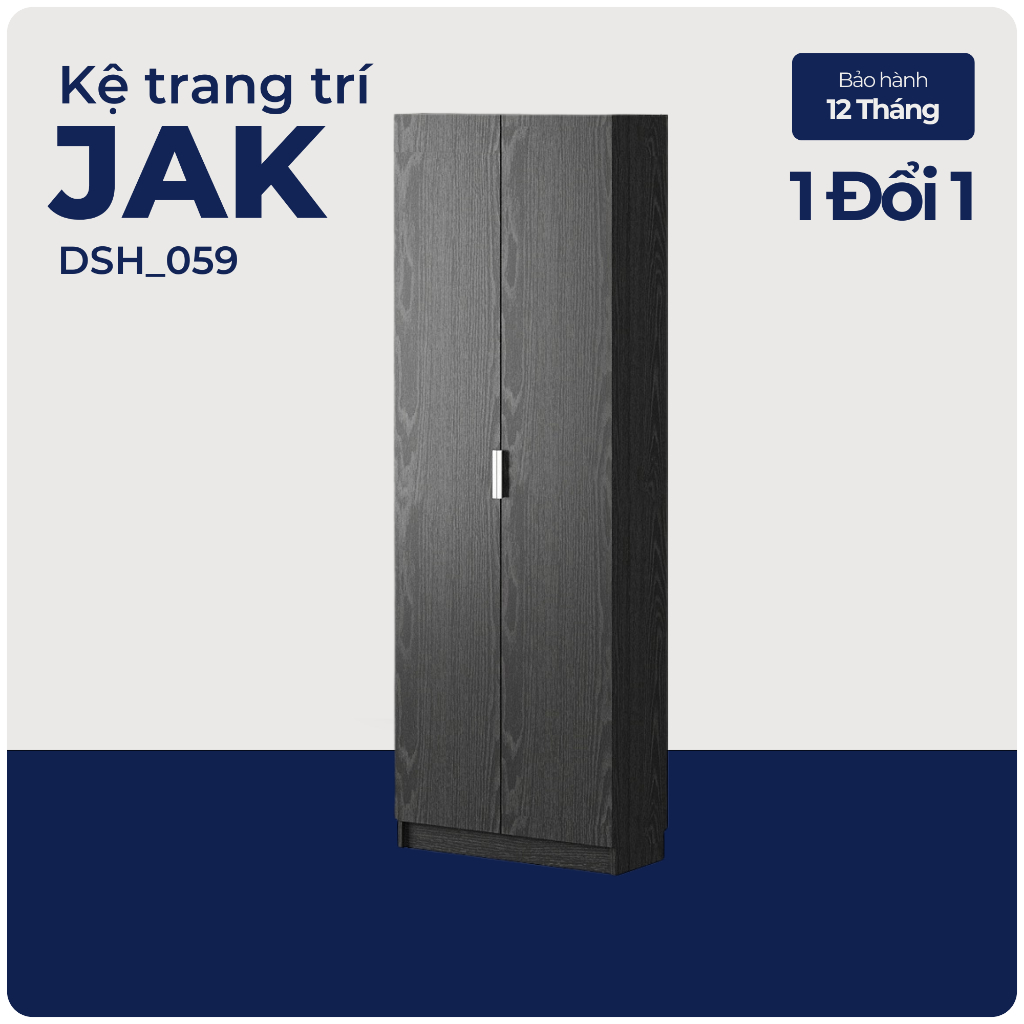 JAK, Kệ sách 6 tầng 2 cửa,, DSH_059, 80x30x202cm, Nội thất Nhà trên cao