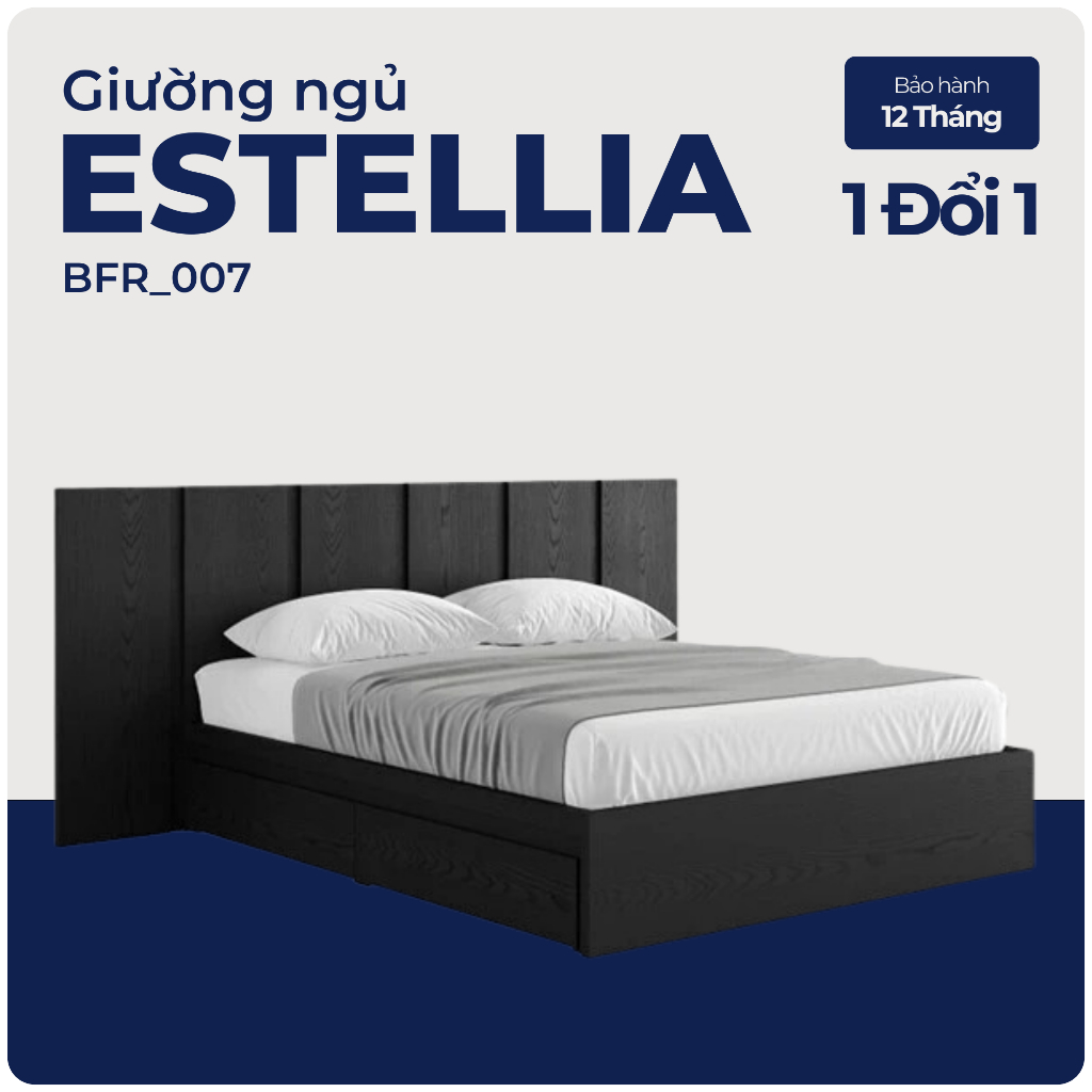 ESTELLIA, Giường ngủ hiện đại, BFR_007, 207x160x110cm, Nội thất Nhà trên cao