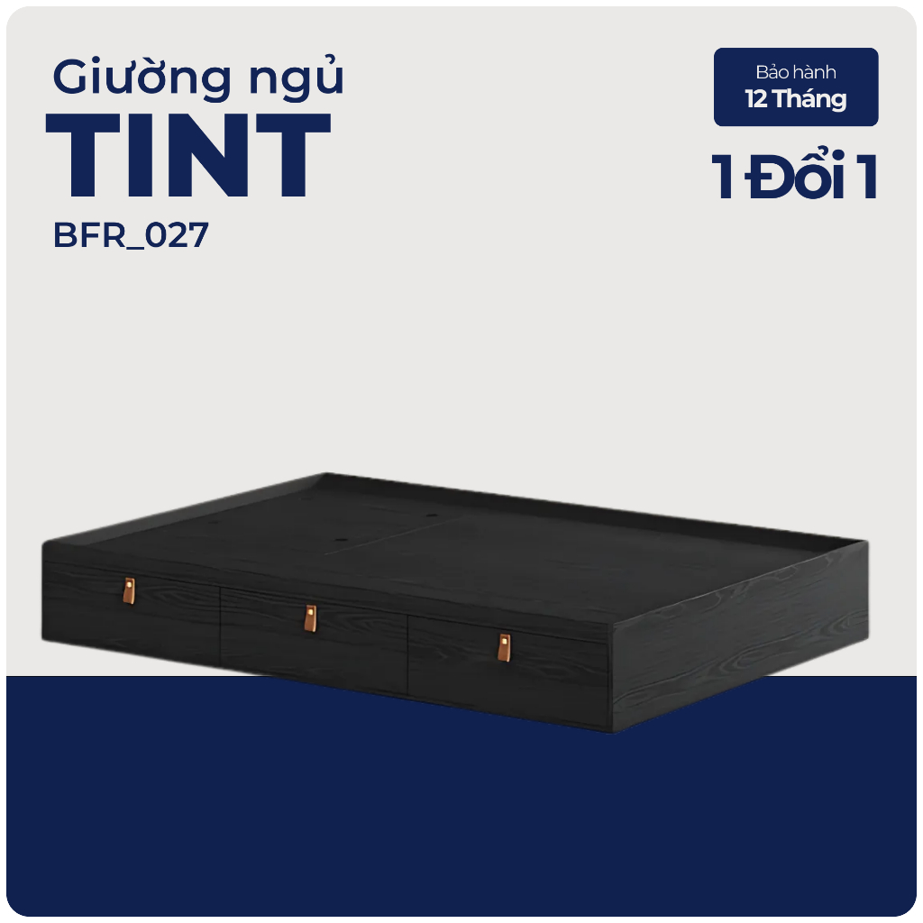 TINT, Giường ngủ 3 ngăn tủ kéo BFR_027, 203x30cm, Nội thất Nhà trên cao
