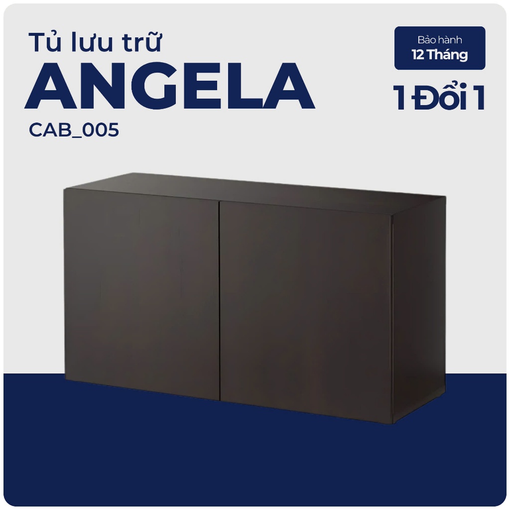 ANGELA, Tủ treo tường 2 cánh nằm ngang, CAB_005, 120x42x64cm, Nội thất Nhà trên cao