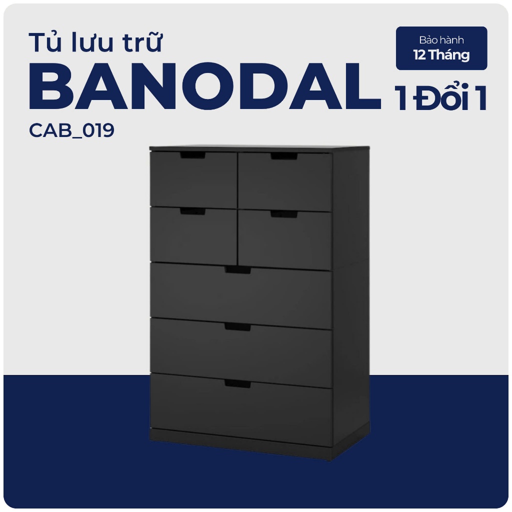 BANODAL, Tủ đựng đồ lưu trữ 5 tầng 7 ngăn, CAB_019, 80x47x121cm, Nội thất Nhà trên cao