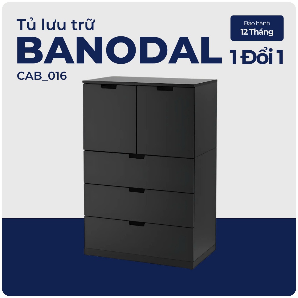 BANODAL, Tủ đựng đồ lưu trữ 4 tầng 5 ngăn, CAB_016, 80x47x121cm, Nội thất Nhà trên cao