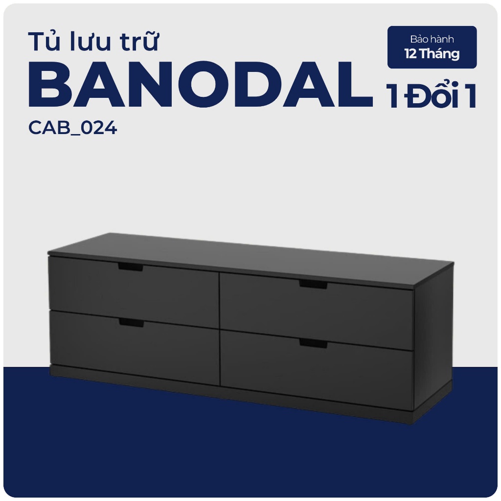 BANODAL, Tủ đựng đồ lưu trữ 4 ngăn kéo, CAB_024, 160x47x53cm, Nội thất Nhà trên cao