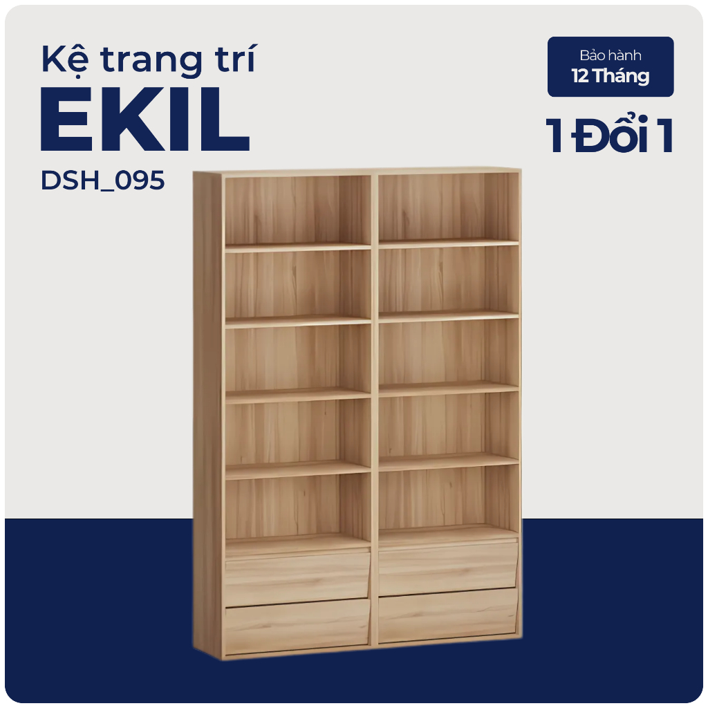 EKIL, Tủ Kệ sách, DSH_095, 140x35x204cm, Nội thất Nhà trên cao