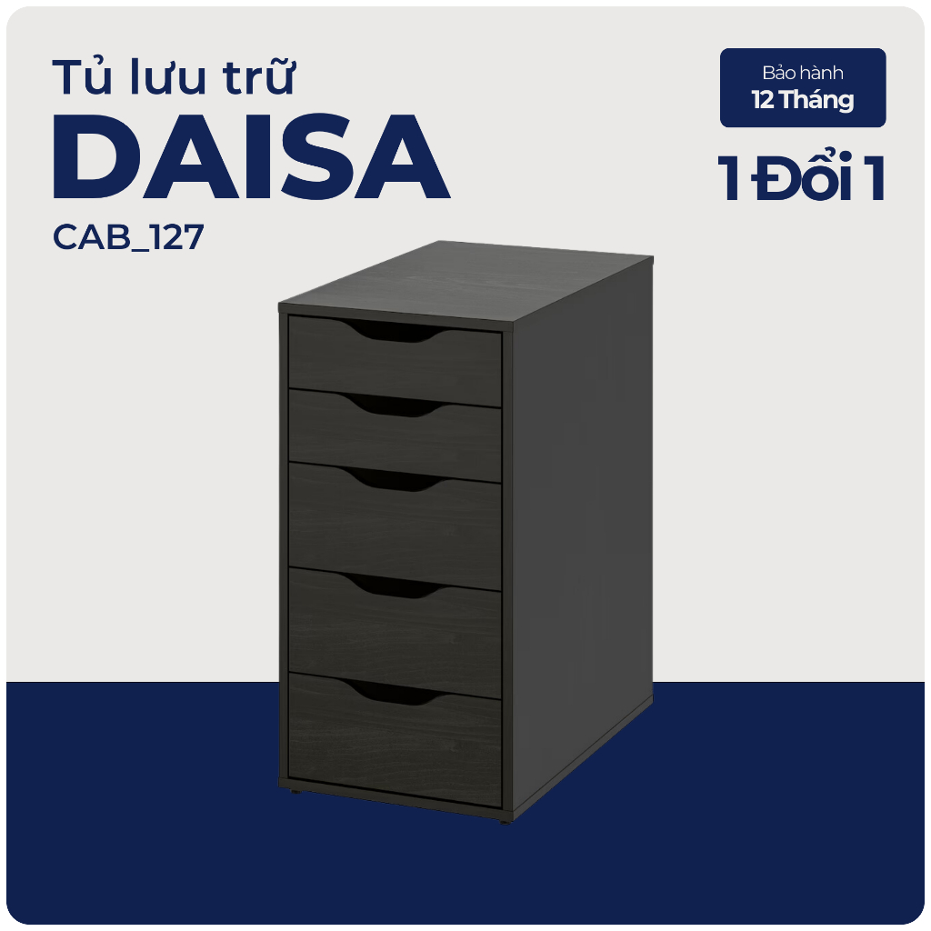 DAISA, Tủ đựng đồ 5 ngăn kéo, CAB_127, 36x58x70cm, Nội thất Nhà trên cao