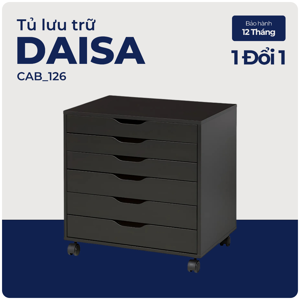 DAISA, Tủ đựng đồ 6 ngăn kéo cỡ lớn, CAB_126, 65x48x66cm, Nội thất Nhà trên cao
