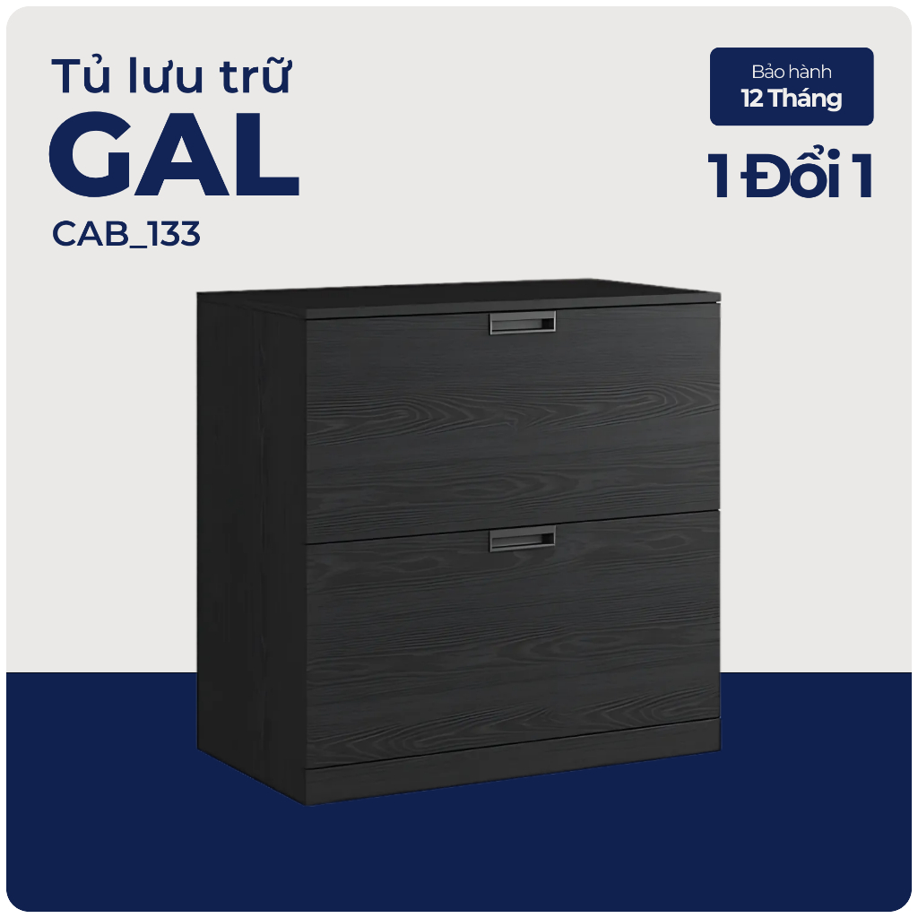 GAL, Tủ lưu trữ đồ dùng 2 ngăn kéo, CAB_133, 80x45x80cm, Nội thất Nhà trên cao
