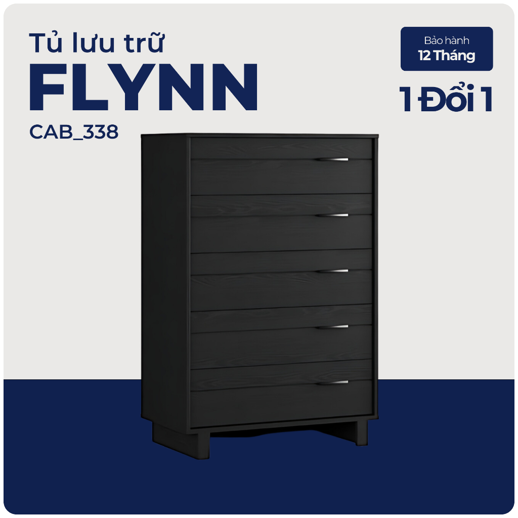 FLYNN, Tủ 5 tầng phong cách Bắc Âu, CAB_338, 84x46x124cm, Nội thất Nhà trên cao