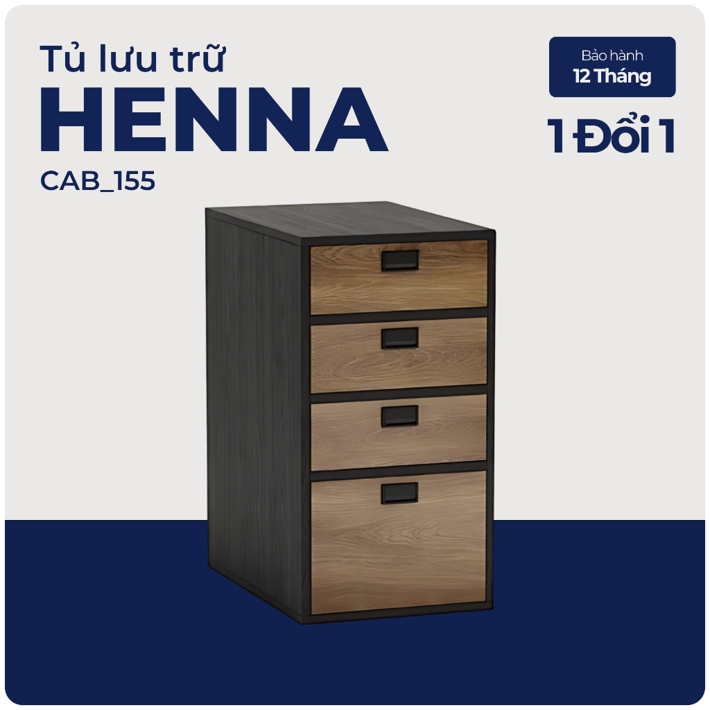 HENNA, Tủ hồ sơ 4 ngăn kéo, CAB_155, 40x60x75cm, Nội thất Nhà trên cao