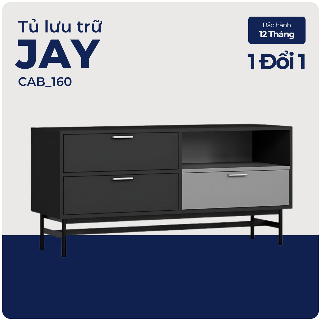 JAY, Tủ lưu trữ, đựng đồ, CAB_160, 120x40x58cm, Nội thất Nhà trên cao