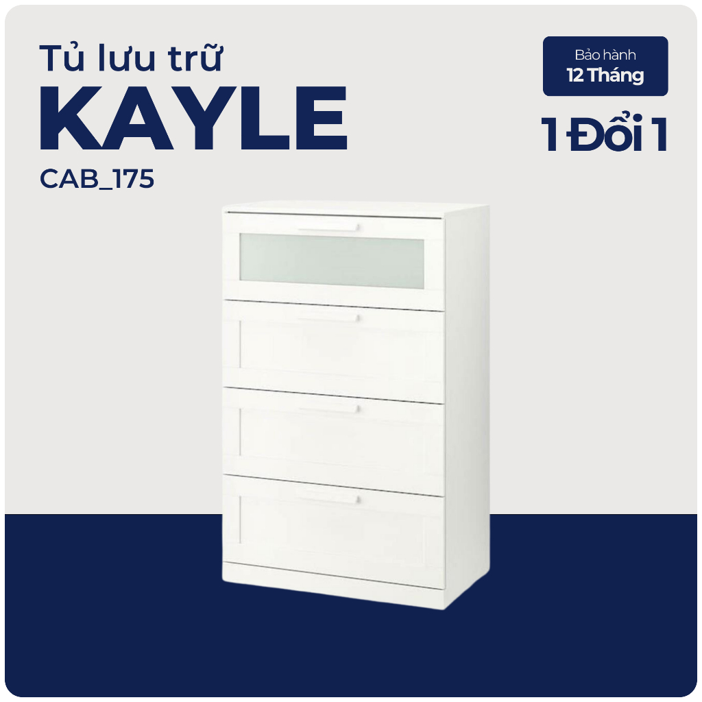 KAYLE, Tủ đựng đồ dùng tân cổ điển 4 ngăn, CAB_175, 78x46x124cm, Nội thất Nhà trên cao