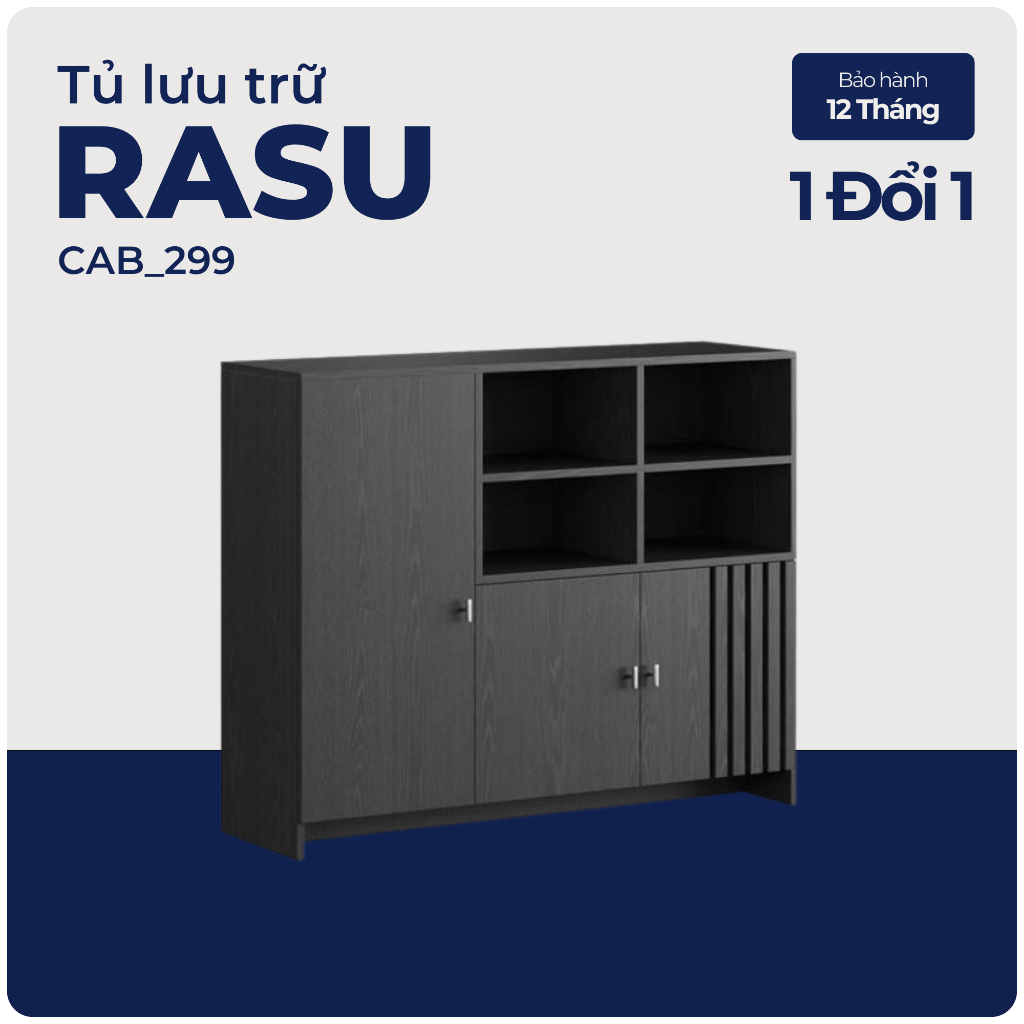 RASU, Tủ lưu trữ đa năng 2 tầng, CAB_299, 120x37x98cm, Nội thất Nhà trên cao