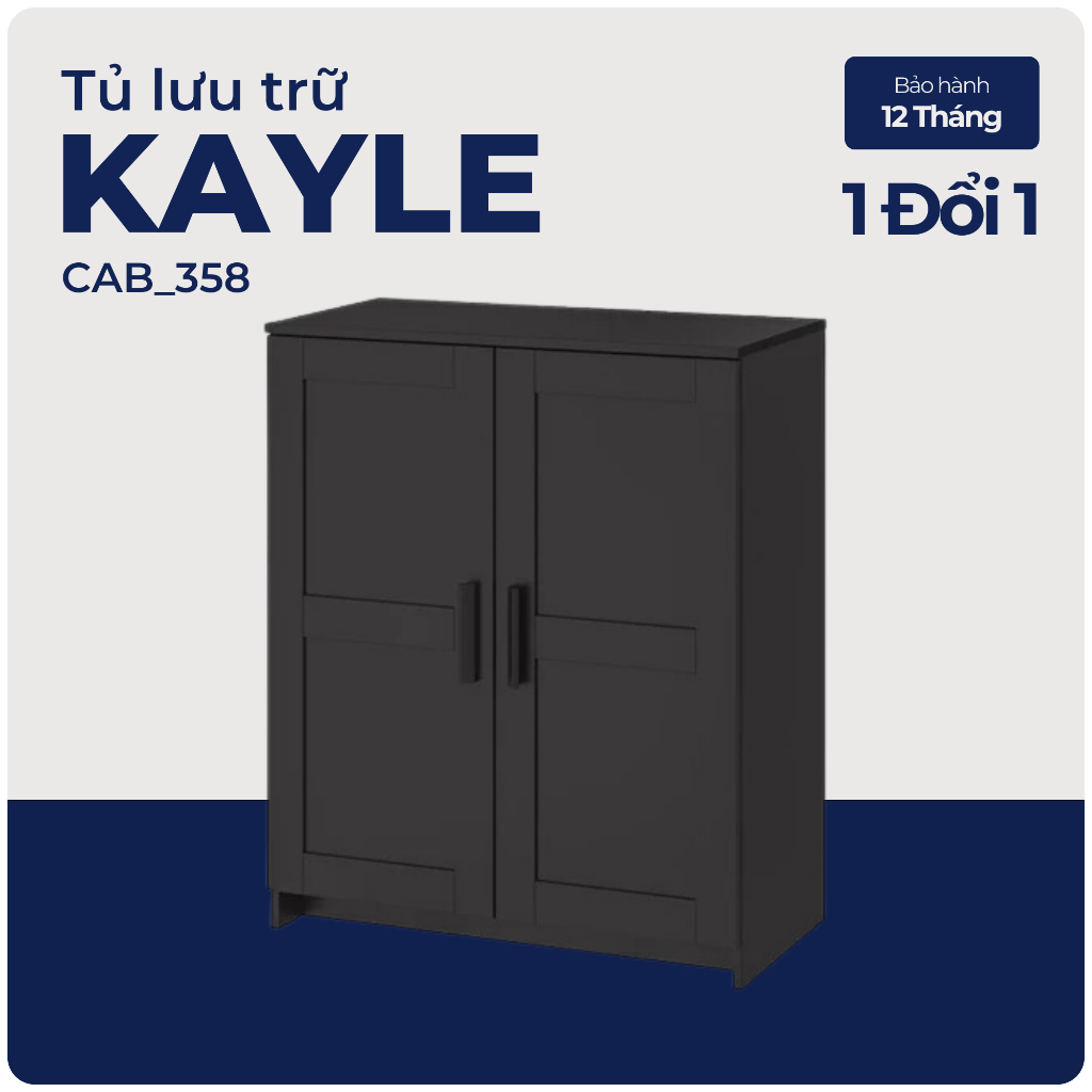 KAYLE, Kệ đựng đồ 3 tầng có cửa, CAB_358, 78x41x95cm, Nội thất Nhà trên cao