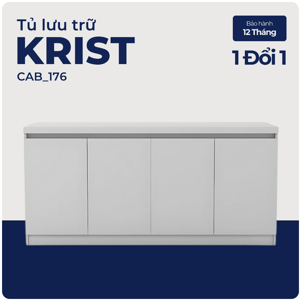 KRIST, Tủ lưu trữ đồ dùng 4 gian, CAB_176, 160x44x82cm, Nội thất Nhà trên cao