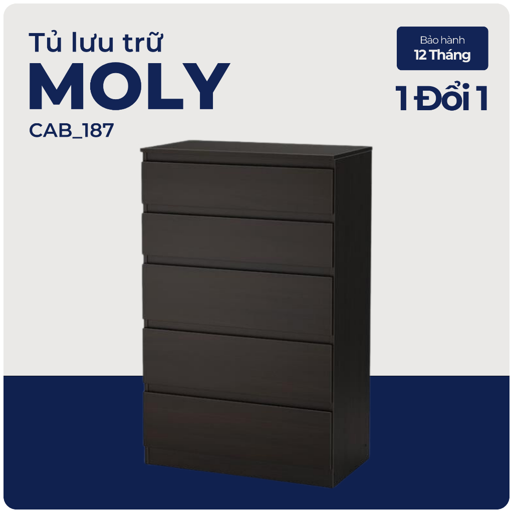 MOLY, Tủ đựng đồ dùng 5 ngăn kéo, CAB_187, 70x40x112cm, Nội thất Nhà trên cao