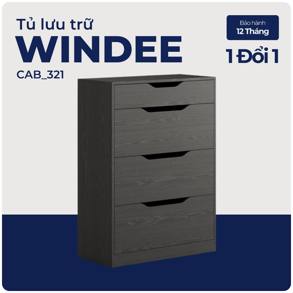 WINDEE, Tủ lưu trữ 4 cửa mở, CAB_321, 80x37x110cm, Nội thất Nhà trên cao
