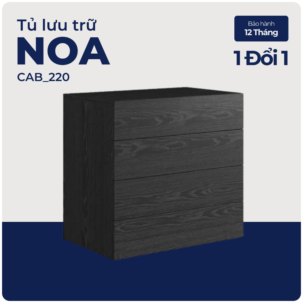 NOA, Tủ đựng đồ lưu trữ 4 ngăn kéo size lớn, CAB_220, 108x48x72cm, Nội thất Nhà trên cao