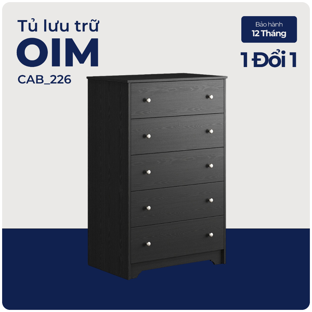 OIM, Tủ đựng đồ tân cổ điển 5 ngăn kéo, CAB_226, 79x50x124cm, Nội thất Nhà trên cao