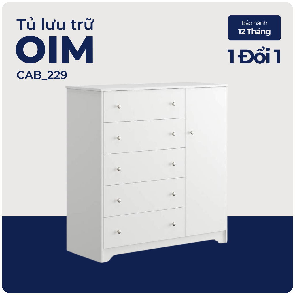OIM, Tủ kệ để đồ đồ dùng tân cổ điển 5 ngăn, CAB_229, 119x50x124cm, Nội thất Nhà trên cao