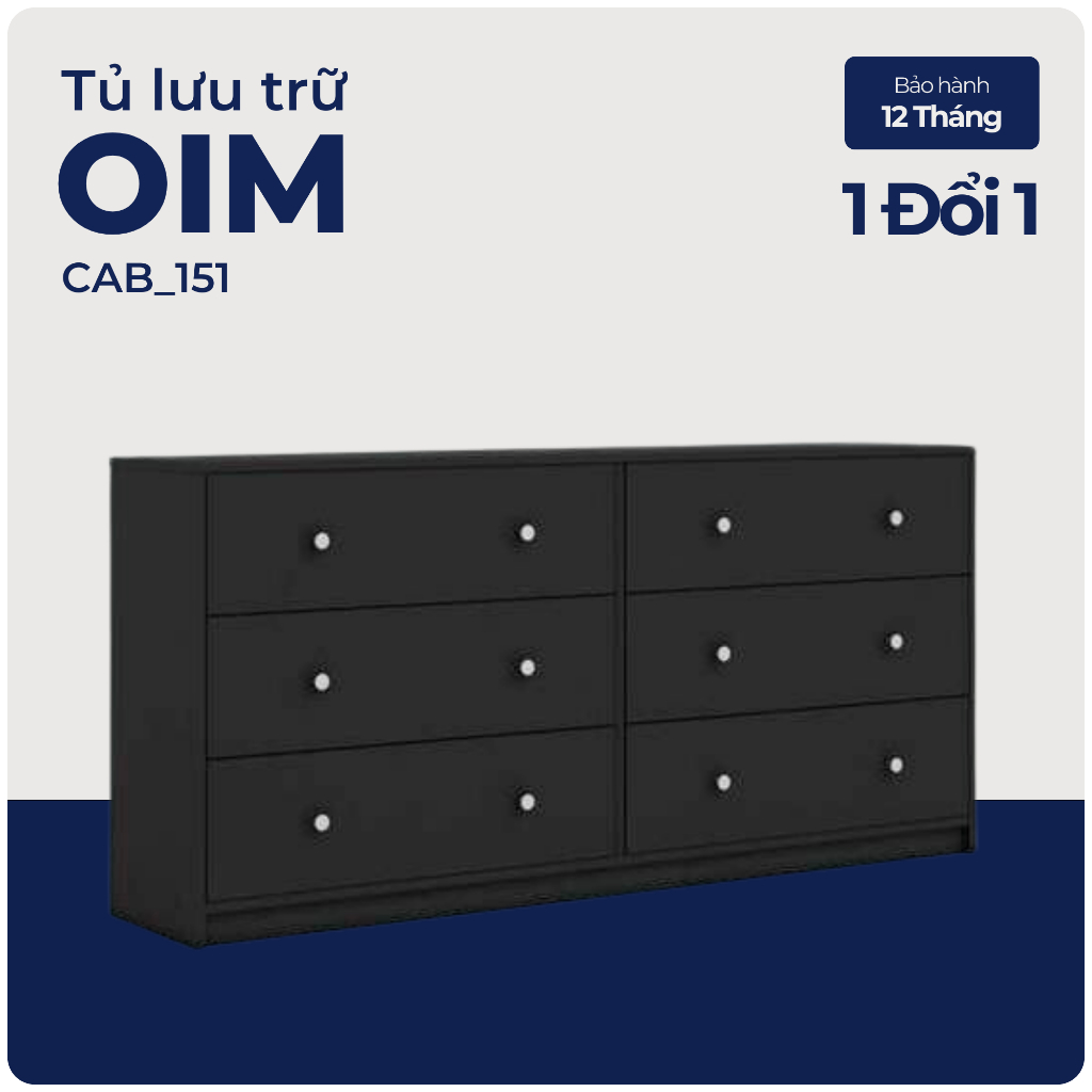 OIM, Tủ đựng đồ tân cổ điển 3 tầng 6 ngăn, CAB_151, 150x50x79cm, Nội thất Nhà trên cao