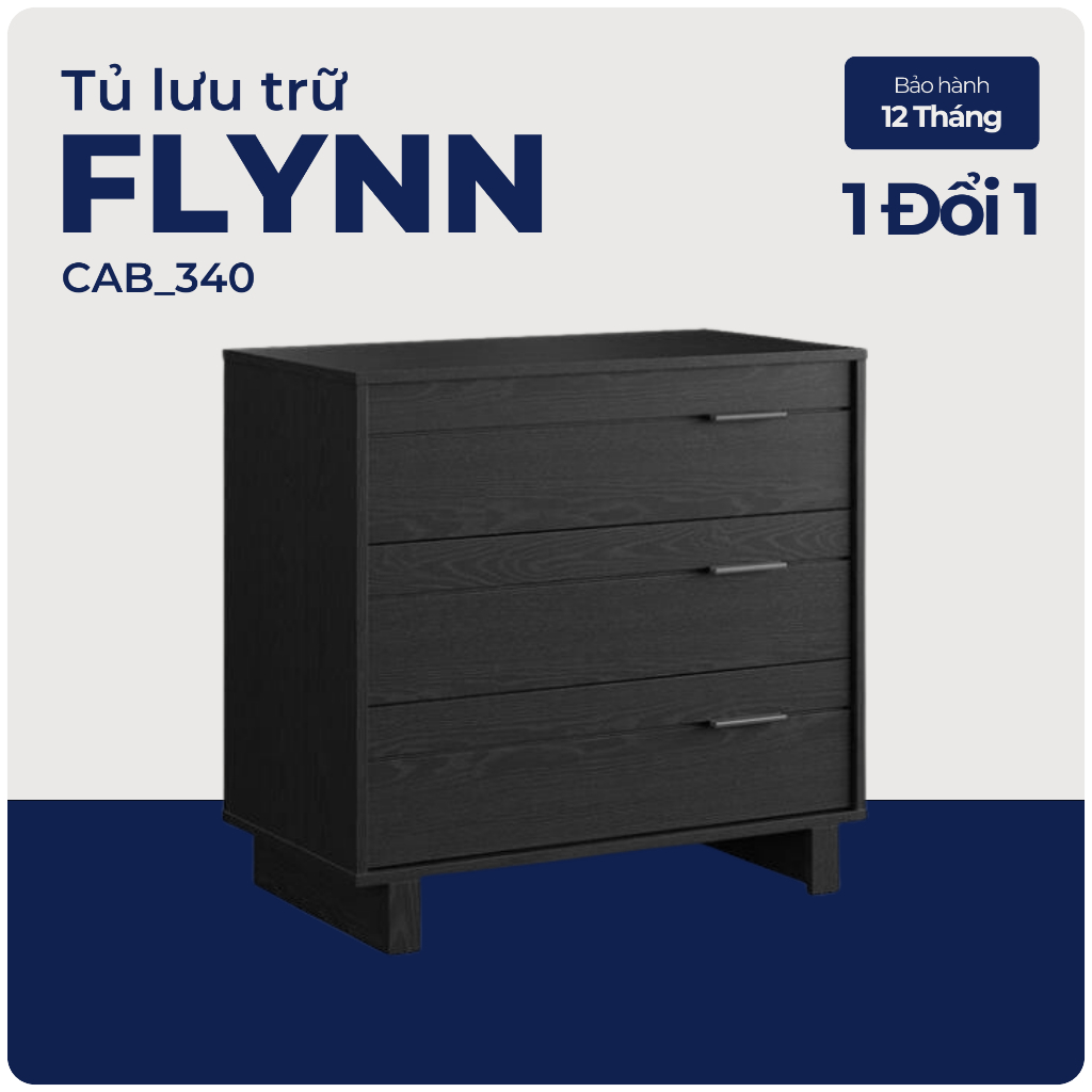 FLYNN, Tủ 3 tầng phong cách Bắc Âu, CAB_340, 84x46x80cm, Nội thất Nhà trên cao