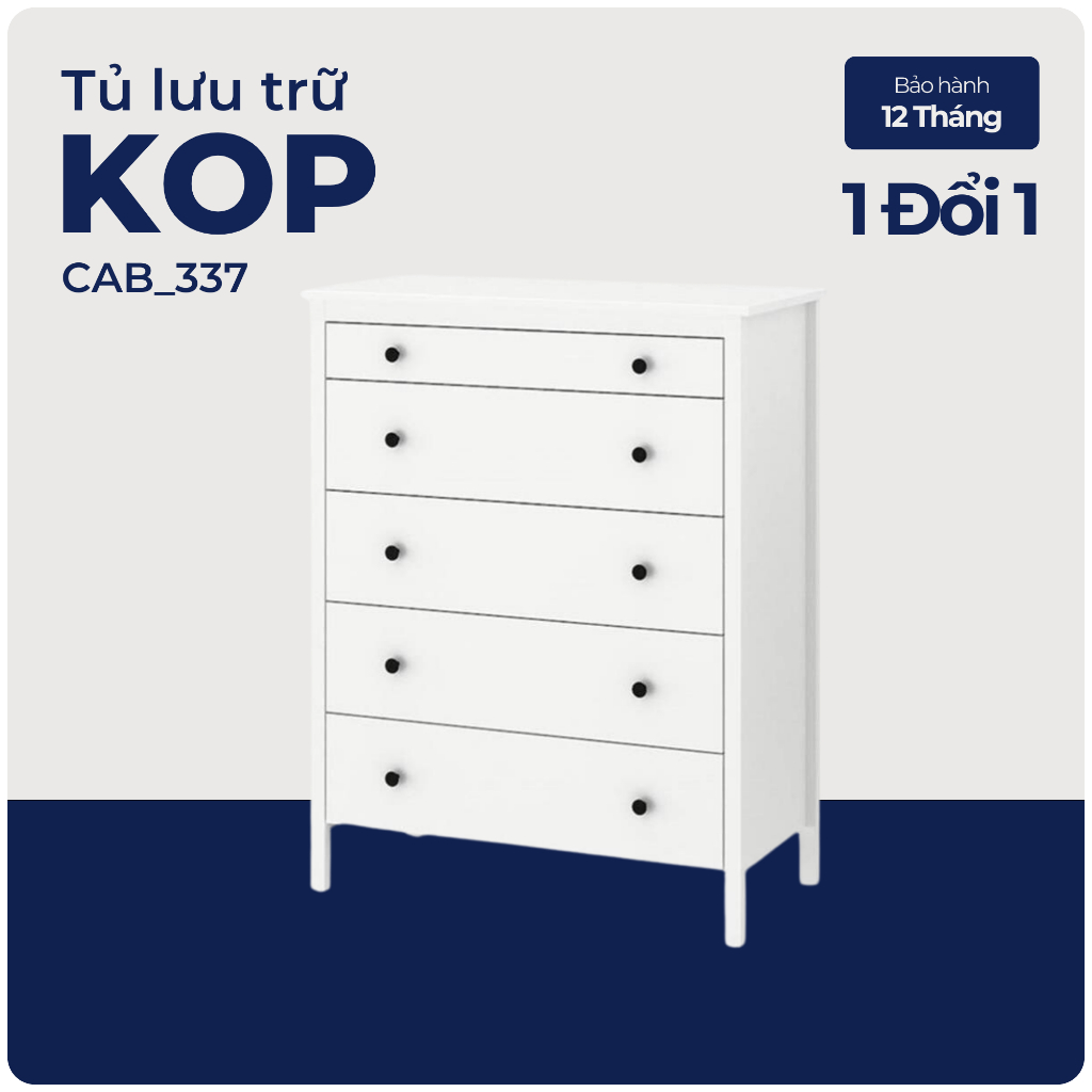 KOP, Tủ đựng đồ tân cổ điển 5 ngăn kéo, CAB_337, 90x46x114cm, Nội thất Nhà trên cao