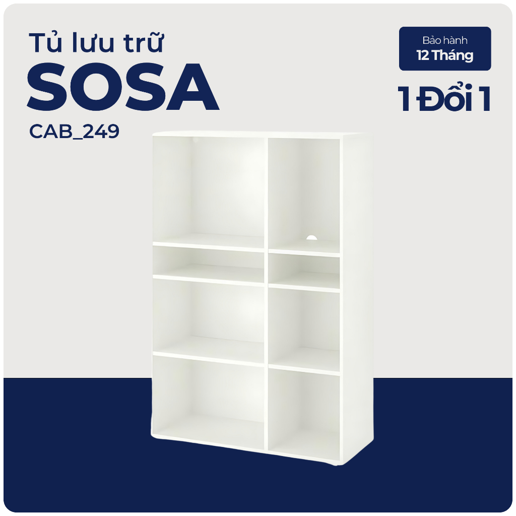 SOSA, Kệ sách 2 gian 4 tầng, CAB_249, 95x37x140cm, Nội thất Nhà trên cao