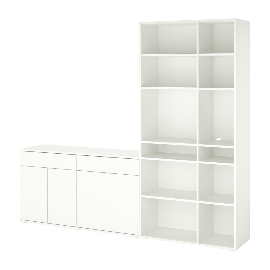 SOSA, COMBO kệ để đồ kèm tủ 2 gian, CAB_240, 235x37x200cm, Nội thất Nhà trên cao