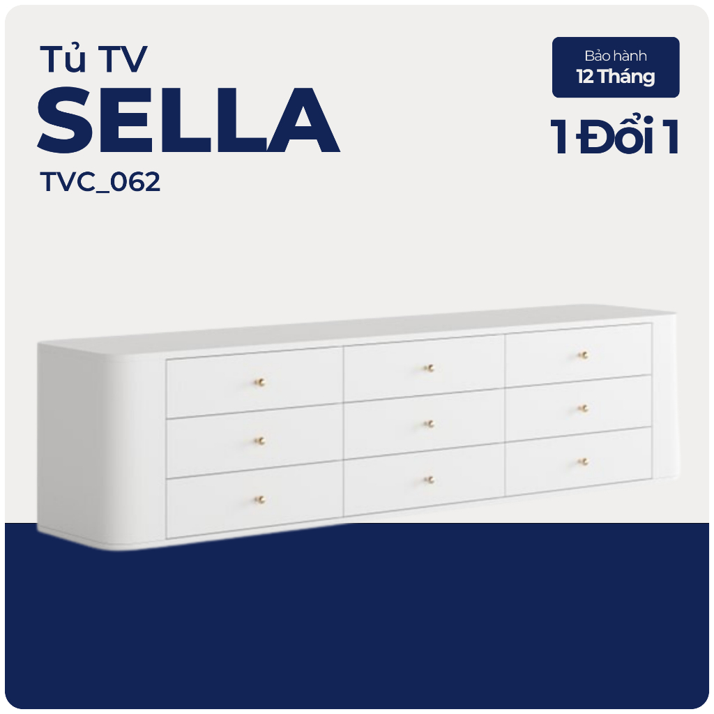 SELLA, Kệ tivi, kệ để đồ, TVC_062, 180x40x45cm, Nội thất Nhà trên cao