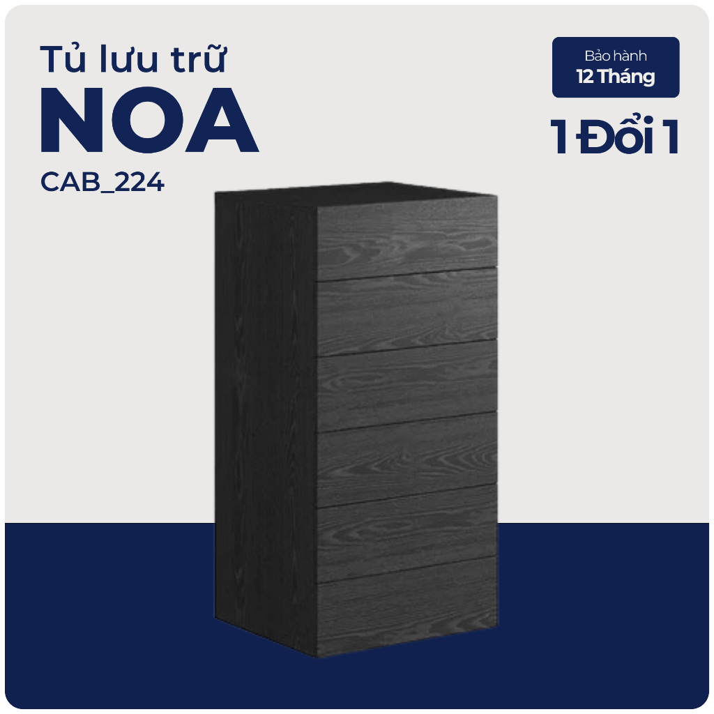 NOA, Tủ đựng đồ lưu trữ 6 ngăn kéo size nhỏ, CAB_224, 54x48x108cm, Nội thất Nhà trên cao
