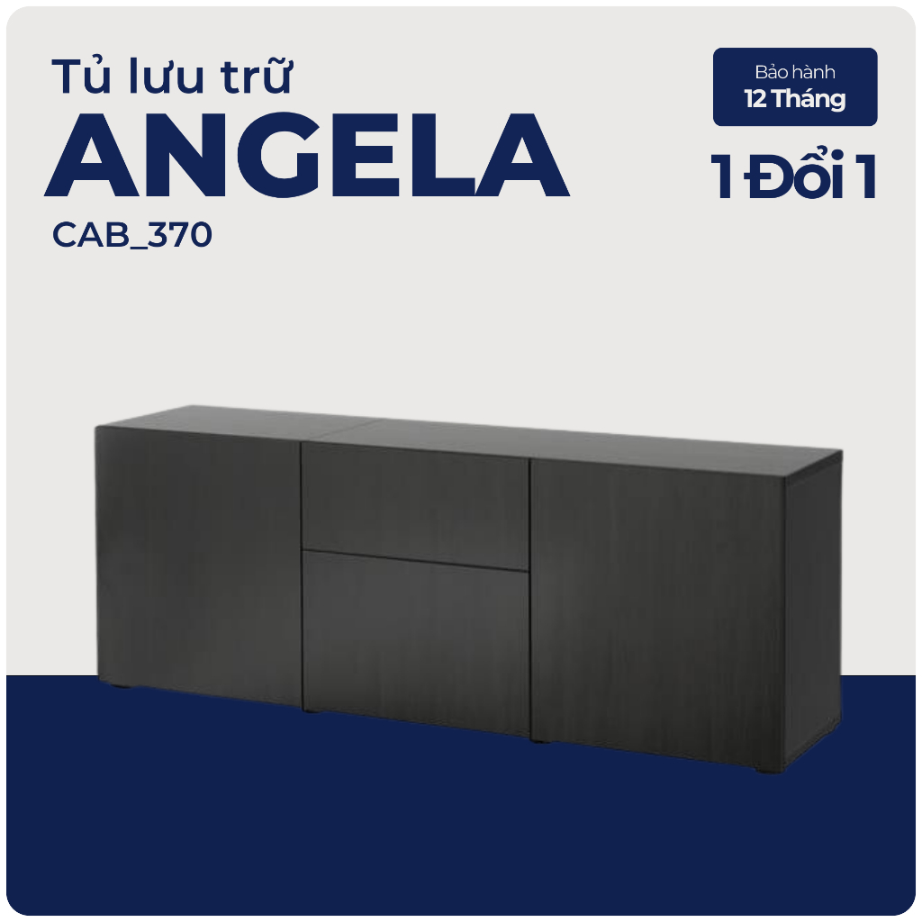 ANGELA, Tủ lưu trữ 3 ngăn 2 hộc kéo, CAB_370, 180x42x65cm, Nội thất Nhà trên cao