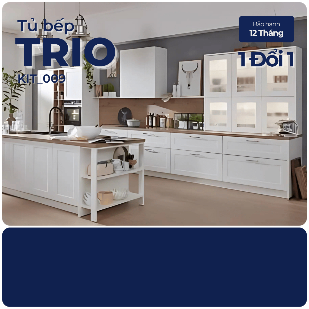 TRIO, Tủ bếp tân cổ điển gỗ công nghiệp cao cấp, KIT_009, Nội thất Nhà trên cao