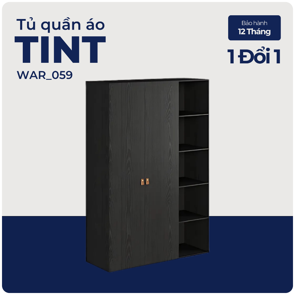 TINT, Tủ quần áo đa năng kèm 1 kệ, WAR_059, 150x55x220cm, Nội thất Nhà trên cao