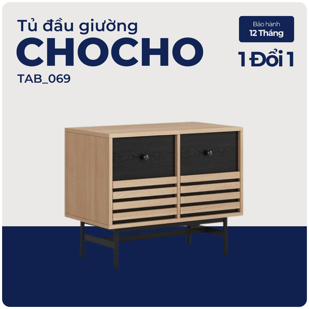 CHOCHO, Tủ đầu giường -Tủ lưu trữ đựng đồ, TAB_069, 70x40x58cm, Nội thất Nhà trên cao