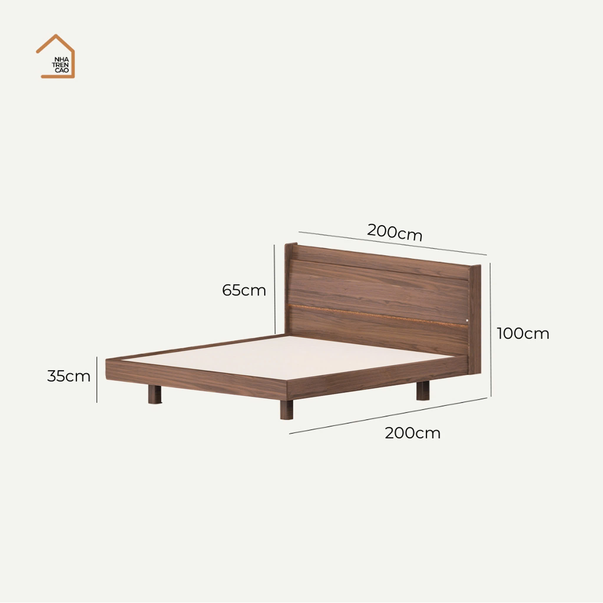 MORI, Giường ngủ phong cách Japandi tối giản, GN_016, 200x160x100cm, Nội thất Nhà trên cao