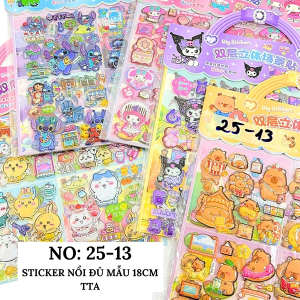 LTKCLTU25-13 STICKER NỔI ĐỦ MẪU 18CM TTA