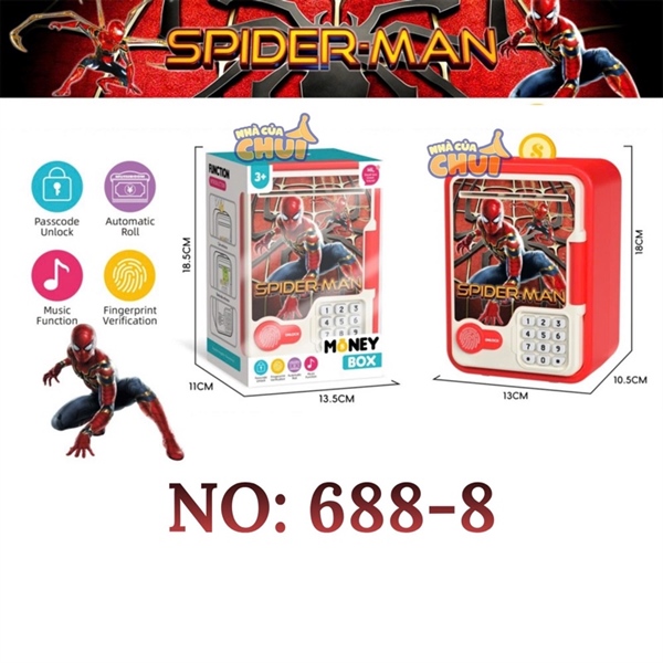 KT688-8 HỘP MÁY RÚT TIỀN ATM PIN SN NHỆN+ VÂN TAY MONEY BOX (KÉT SẮT) 17.5X11X11.5