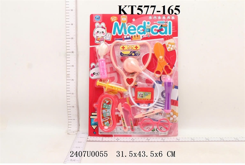 KT577-165  VĨ BÁC SĨ TAI NGHE+ MẮT KIẾNG+ KÉO+ ỐNG TIÊM MEDICAL 31.5X43.5X6