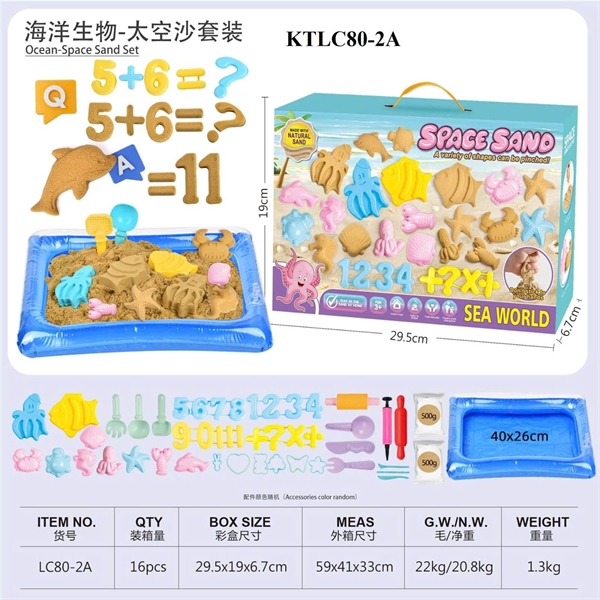 KTLC80-2A HỘP ĐẤT SÉT CÁT NẶN THÚ BIỂN, SỐ+ PHAO+ KHUÔN+ ỐNG BƠM SPACE SAND 29.5X6.7X19
