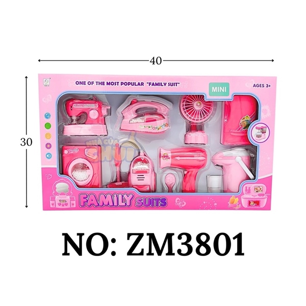 ZM3801 HỘP BẾP PIN 8 MÓN (QUẠT, MÁY MAY, BÀN ỦI, TỦ LẠNH,MÁY GIẶT, MÁY HỤT BỤI, MÁY SẤY)